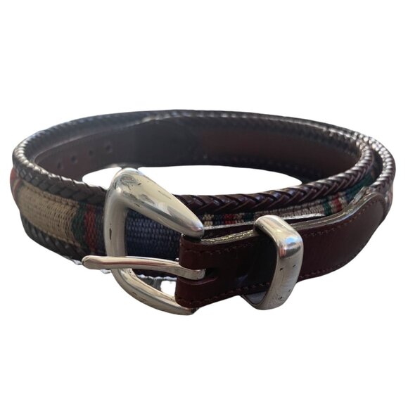 Vintage Boho Southwestern Woven Silver Buckle Belt 38 - Picture 4 of 9